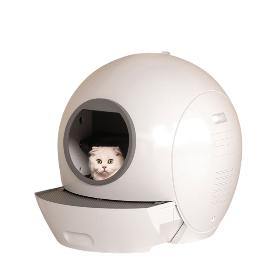 Cute Cat Litter Box Automatic Robot Cover Plastic Hidden Cat Litter Tray Toilet Low Entry Round Arenero Gato Pet Products